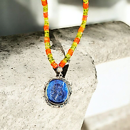 ANTİK ROMA SOYLU  LAPİS LAZULİ & AKİK & PERİDOT KOLYE