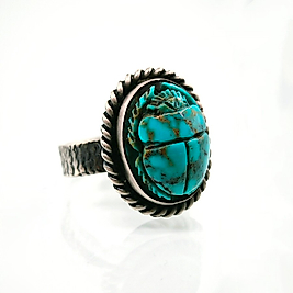 FİRUZE SCARAB CARVİNG YÜZÜK