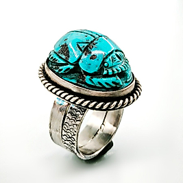 FİRUZE SCARAB CARVİNG YÜZÜK