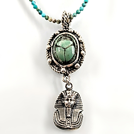 FİRAVUNUN MÜHRÜ NİŞABUR FİRUZELİ SCARAB KOLYE