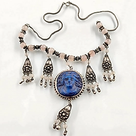 LAPİS TAŞLI ANTİK STİL TELKARİ GERDANLIK