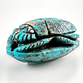 DOĞAL TAŞ - FİRUZE ANTİK MISIR SCARAB BOK BÖCEĞİ OYMA