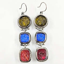 KADERİN ÜÇ ANAHTARI CAM RÖLYEF ANTİK KÜPELER