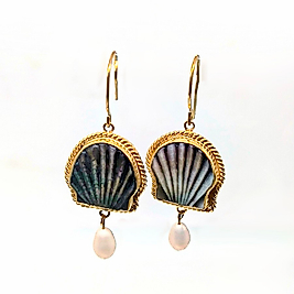 ABALONE & İNCİ IŞILTISI DENİZ KABUĞU CARVİNG KÜPELER