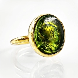 NATÜREL CAM ŞÖVALYE NEGATİF İNTAGLİO YÜZÜK