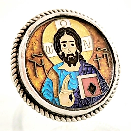 CAM MİNESİ TEKNİĞİYLE YAPILMIŞ İSA FİGÜRLÜ YÜZÜK