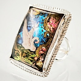 KUĞU MOTİFLİ REÇİNE TAŞLI TASARIM YÜZÜK