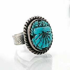 FİRUZE SCARAB CARVİNG YÜZÜK