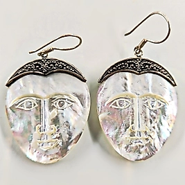 AYIN YÜZÜ SEDEF OYMA MİSTİK KÜPELER