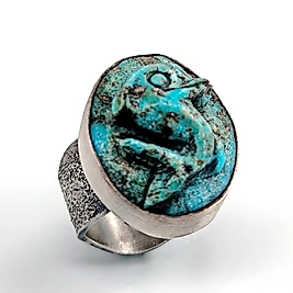 FİRUZE ÜZERİNE KABARTMA YUNUS YÜZÜK