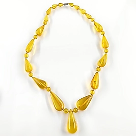 1960’LAR NATÜREL DAMLA KEHRİBAR TASARIM KOLYE