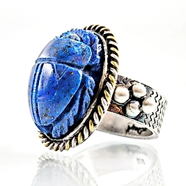 LAPİS LAZULİ BOK BÖCEĞİ SCARAB YÜZÜK