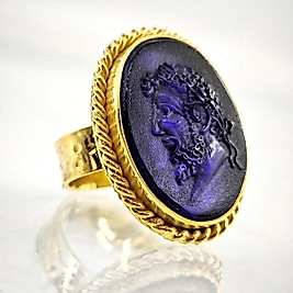 MAVİ CAM RÖLYEF SOYLU YÜZÜK