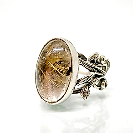 ALTIN RUTİLLİ KUVARS TAŞ TASARIMLI GÜMÜŞ YÜZÜK