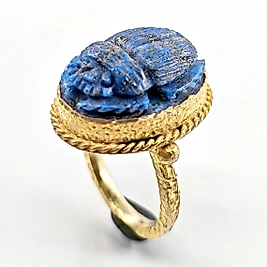 ANTİK MISIR LAPİS LAZULİ SCARAB BOK BÖCEĞİ YÜZÜK