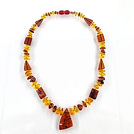 ANTİKA NATÜREL FOSİLLİ DAMLA KEHRİBAR GERDANLIK