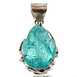 PARAİBA TAŞ TANRIÇA İNTAGLİO RODYUM KOLYE