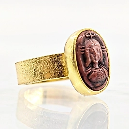 CAM ÜZERİ BYZANTİNE RÖLYEF ANTİK STİL YÜZÜK