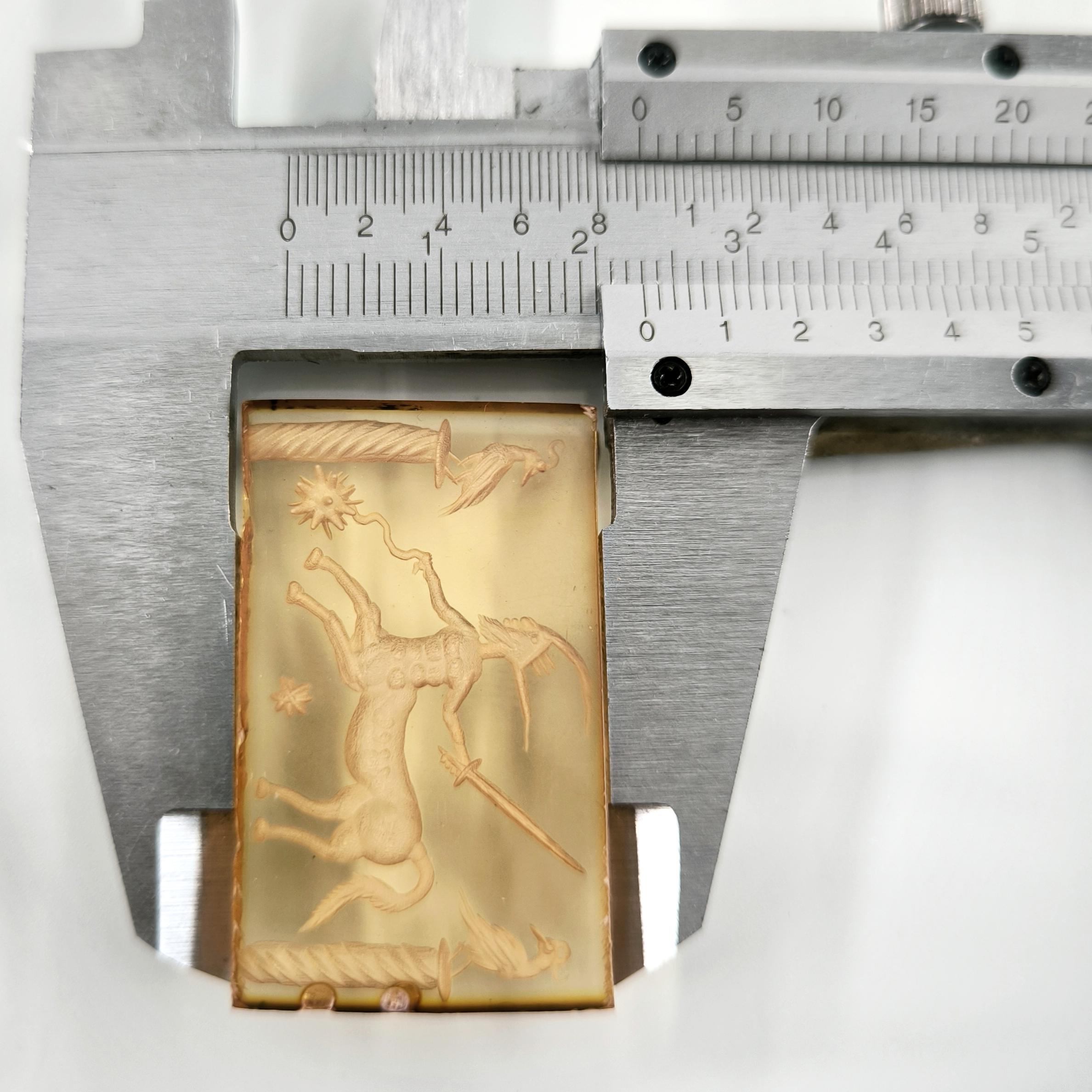 SENTETİK KEHRİBAR - NEGATİF İNTAGLİO CENTAUR PAN & KUŞLAR